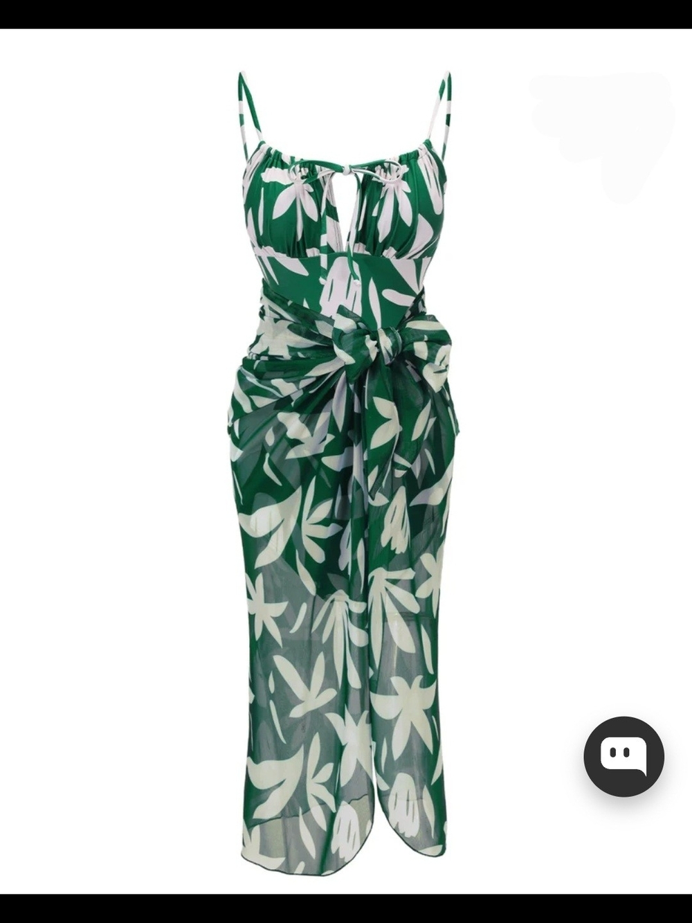 NWT Retro Stage 1960s Green Leaf Sleeveless Camisole Strap Swimsuit - XL